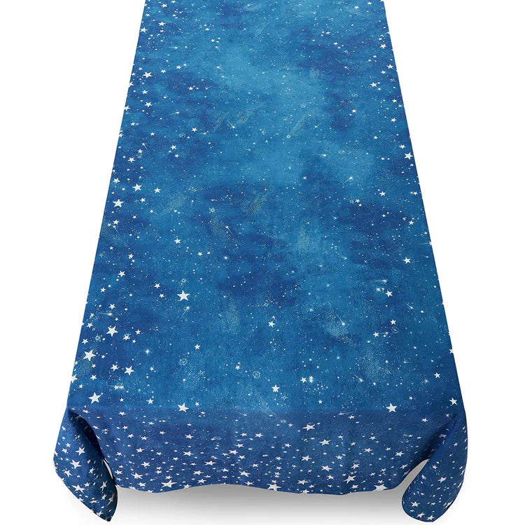 The Voyage Dubai - S&B Celestial Stars Linen Tablecloth in Blue
This beautiful bright blue 100% linen tablecloth depicts the night sky, dappled with bright white twinkling stars.