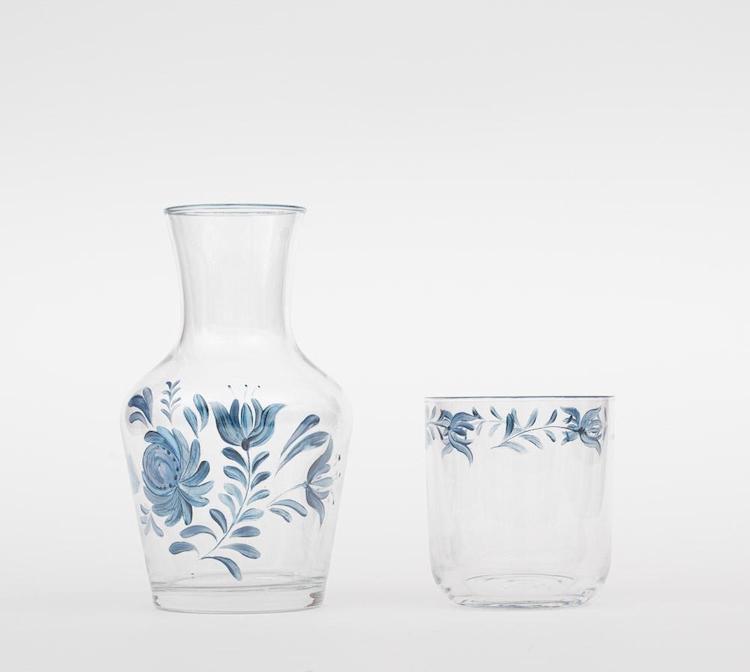 The Voyage Dubai - ABC Glassware - Hand Painted Bedside Set - Blue