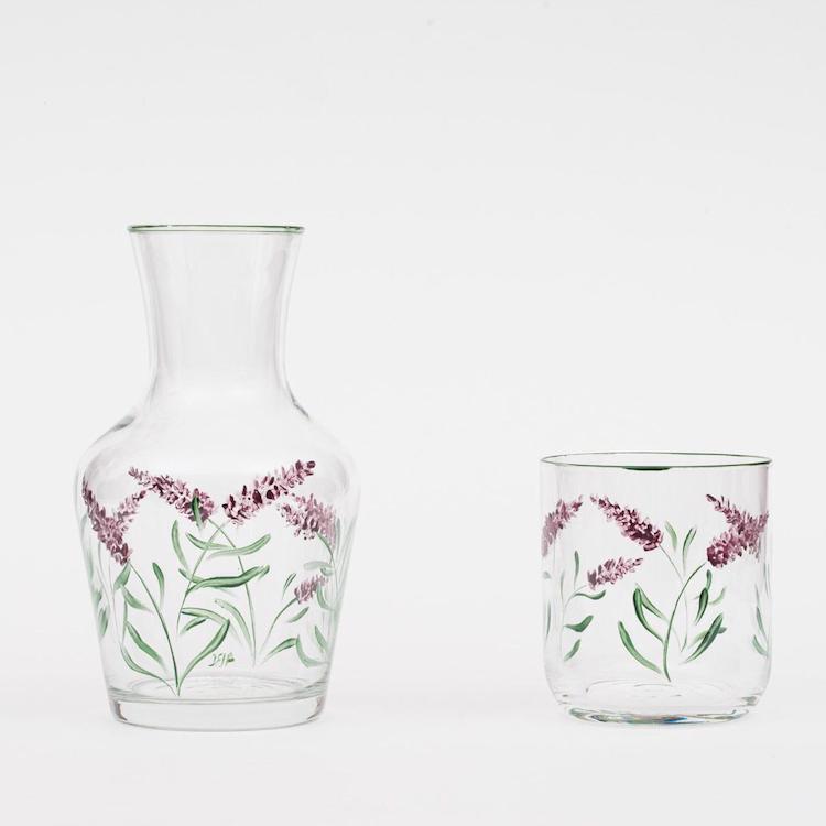 The Voyage Dubai - ABC Glassware - Hand Painted Bedside Set - Lilac