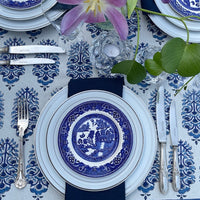 The Voyage Dubai - Majorelle Dinner Napkins  100% cotton hand block printed dinner napkins  Sold in set of four