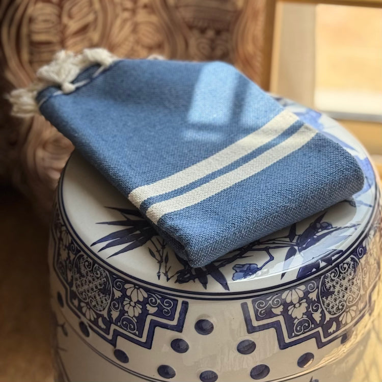 The Voyage Dubai - Made in Tangier Pom Pom Hand Towel - The sweetest little addition to every boot room, bathroom and laundry, 100% pure cotton the Pom Pom Hand Towel is available in a multitude of colours, complimented with a fringe of pom poms.