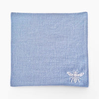 The Voyage Dubai - Queen Bee Cocktail Napkins in Duck Egg Blue Linen (Set of 4)