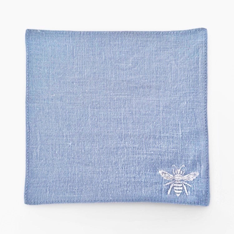 The Voyage Dubai - Queen Bee Cocktail Napkins in Duck Egg Blue Linen (Set of 4)
