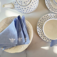 The Voyage Dubai - Queen Bee Cocktail Napkins in Duck Egg Blue Linen (Set of 4)