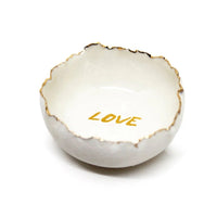 The Voyage Dubai - HB Ceramics Jagged Bowl LOVE - Handmade in a small studio in Notting Hill by Heidi Bishop, this stunning porcelain 'jagged' bowl features delicate hand painted LOVE and is finished with gold edging.