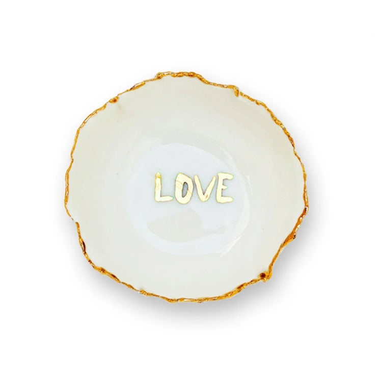 The Voyage Dubai - HB Ceramics Jagged Bowl LOVE - Handmade in a small studio in Notting Hill by Heidi Bishop, this stunning porcelain 'jagged' bowl features delicate hand painted LOVE and is finished with gold edging.