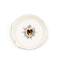 The Voyage Dubai - HB Ceramics Gold Sacred Heart Bowl - Handmade and hand painted in a small studio in Notting Hill by Heidi Bishop, this stunning porcelain bowl features an incised red 'Sacred Heart' with delicate hand painted gold edging.