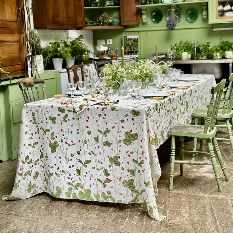 The Voyage Dubai Summerill and Bishop Fraises des Bois Linen Tablecloth