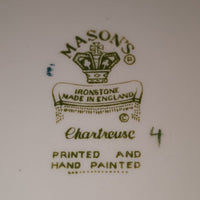 The Voyage Dubai - Vintage Mason's Ironstone Green Chartreuse Oval Serving Dish  A lovely oval serving dish C1950s featuring hydra shaped handles, in excellent vintage condition. The beautiful bright hand painted pattern is vibrant with no fading.  Use it as part of a beautiful table setup or as a display piece.