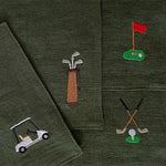 The Voyage Dubai - Talk Birdie To Me Cocktail Napkins in Forest Green A chic set of cocktail napkins to elevate cocktail hour. Each napkin is beautifully embroidered with a different motif. The perfect gift fore any golf aficionado. - Our cocktail napkins are handcrafted from 100% European linen that has been stonewashed and softened giving them a wonderful, luxurious feel.