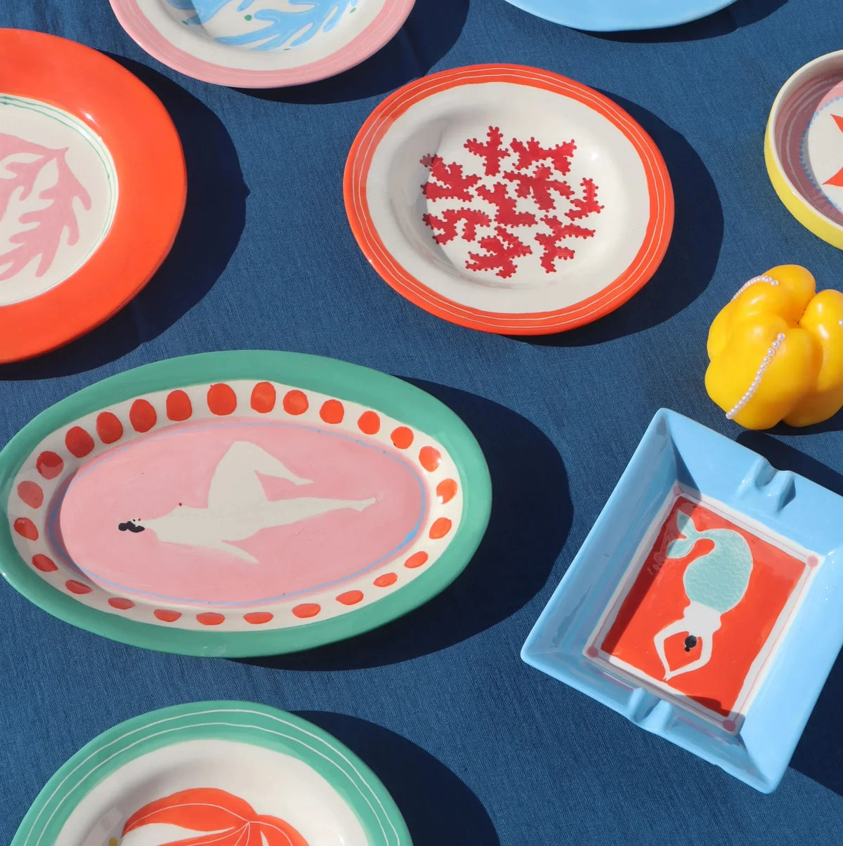 Laetitia Rouget (Lisbon) ceramics glazed and hand-illustrated in small batches.
