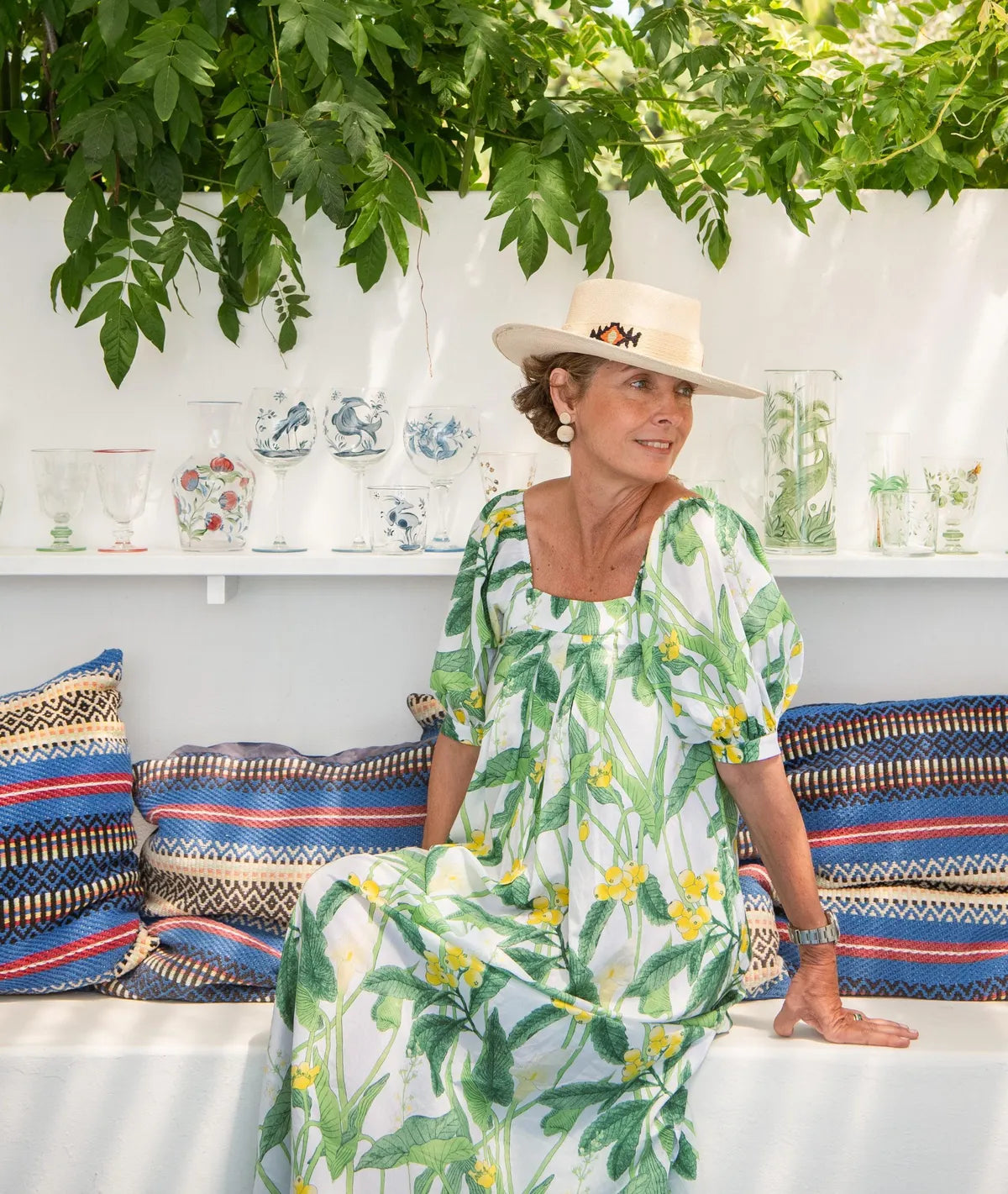 Andrea B Glassware is hand-painted by Andrea Baginski Champalimaud in Comporta and Lisbon, Portugal. Considered, coastal-inspired design on glass.
