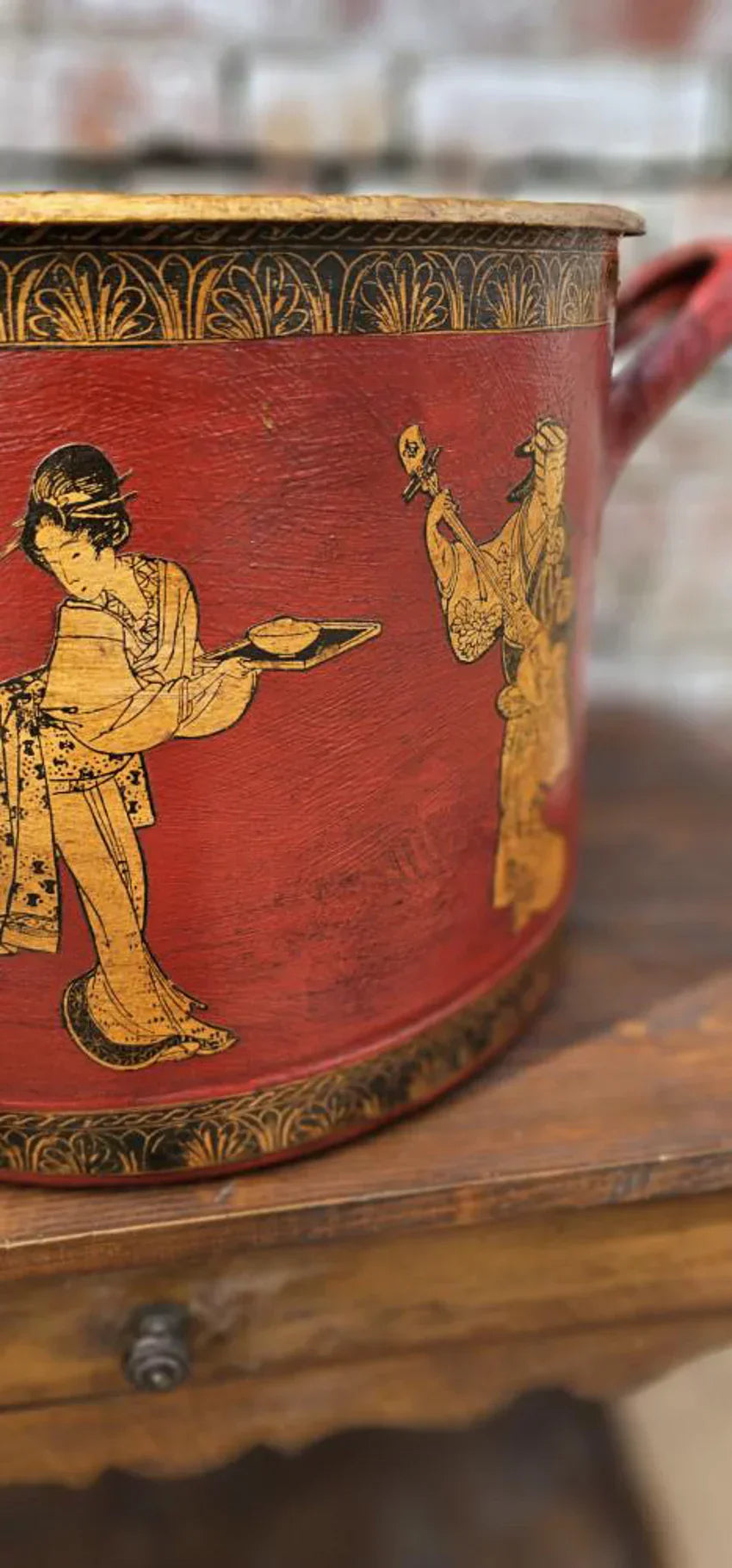 A decoupage pot by Arundel Eccentrics