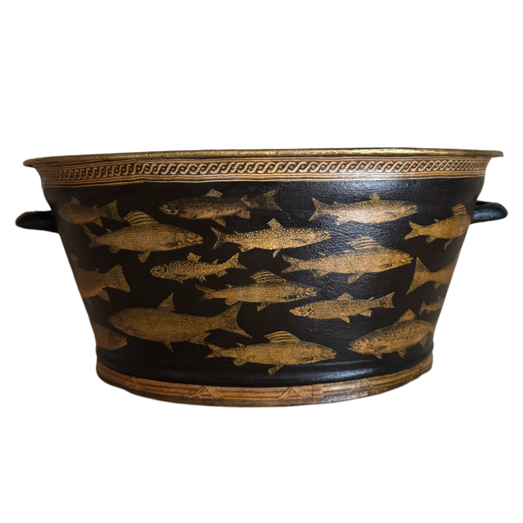 The Voyage Dubai - A collection of vintage enamel pots, buckets and chests decorated using 19th and early 20th century images.