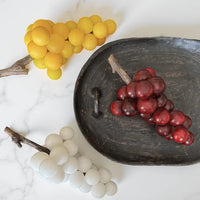Hand Carved Grape Cluster in Natural Yellow Alabaster from Volterra