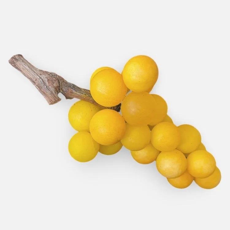 Hand Carved Grape Cluster in Natural Yellow Alabaster from Volterra