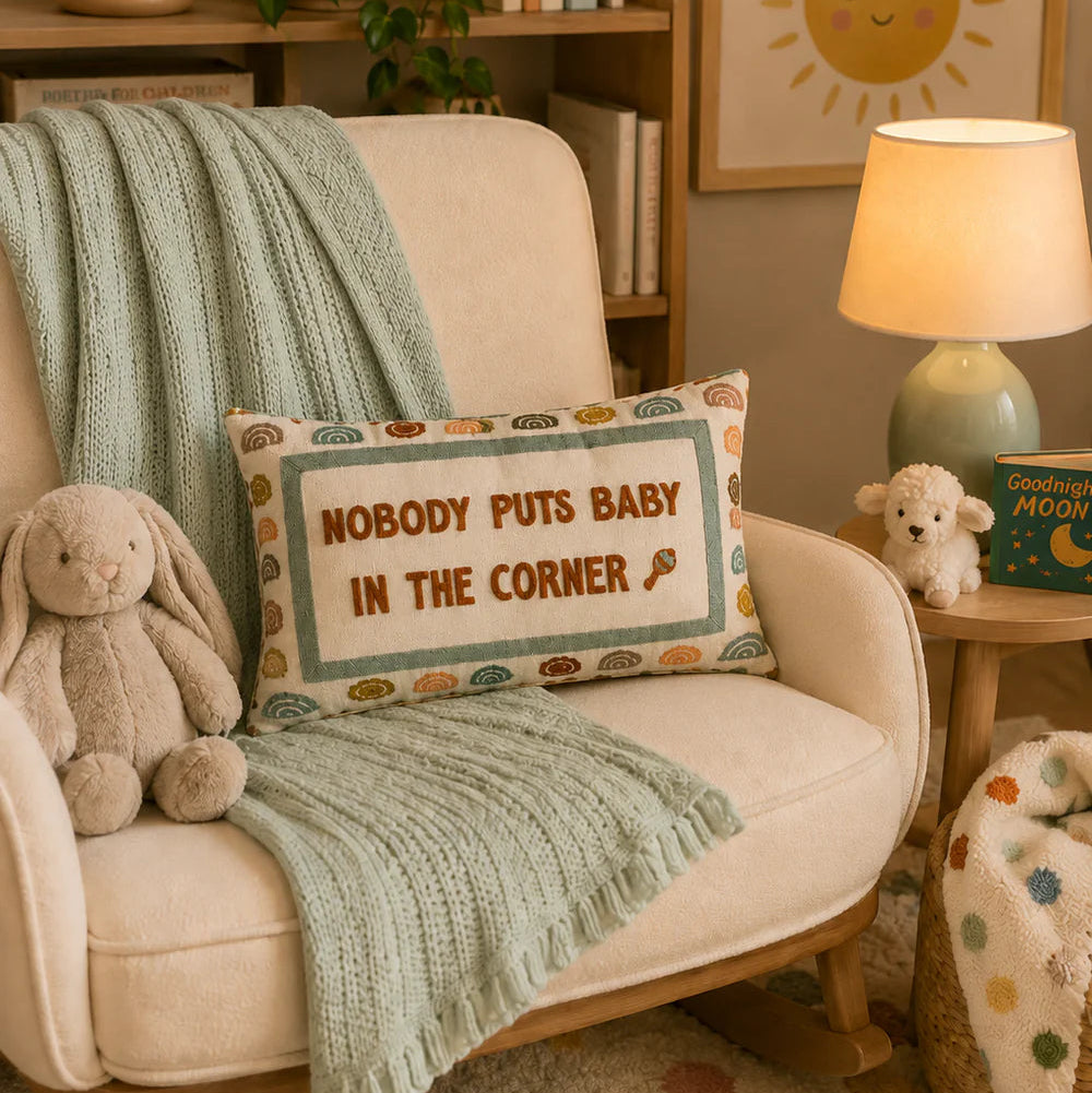Nobody Puts Baby in the Corner Needlepoint Cushion by The Pillow Drop