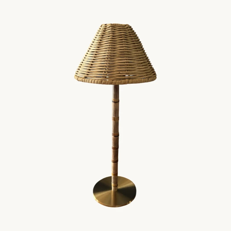 Cordless Bamboo & Rattan Table Lamp