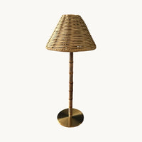 Cordless Bamboo & Rattan Table Lamp
