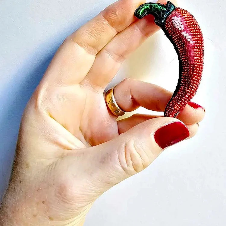 Hand embroidered brooch by French label Céleste Mogador.