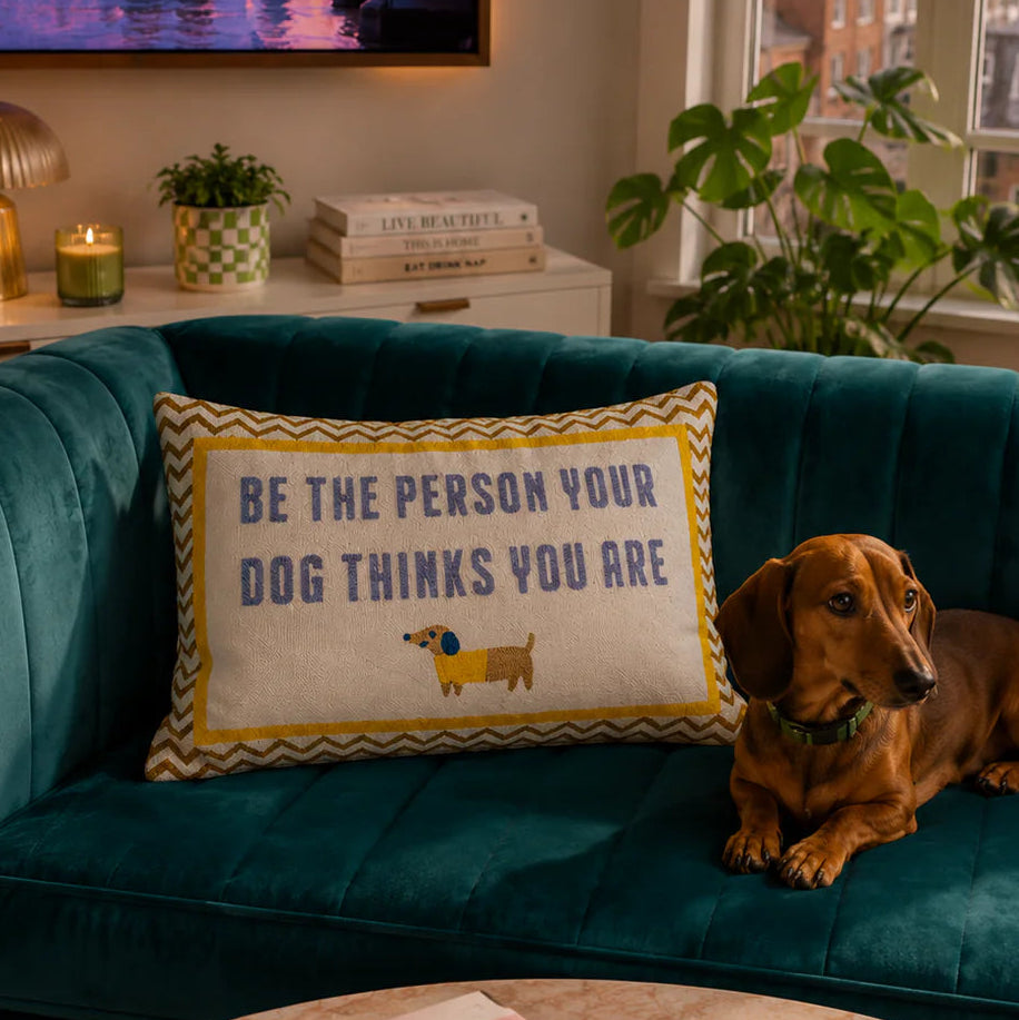 Be The Person Your Dog Thinks You Are Needlepoint Cushion by The Pillow Drop