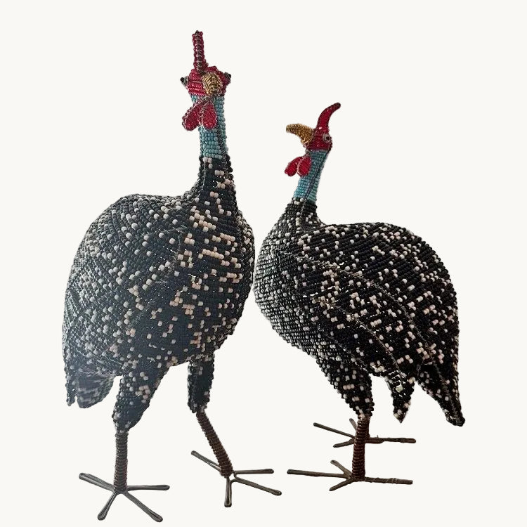 The Voyage Dubai - Hand - Beaded Guinea fowl 