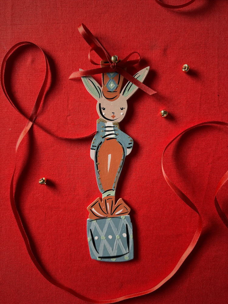 The Voyage Dubai - Huckleberry Hare Hand Painted Wooden Ornament by Alice Mary Lynch