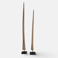 A pair of swordfish bills (horns), designed to be displayed on a table or desk, and full of character, showcasing nature's own beauty.