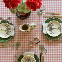 The Voyage Dubai - Gingham Tablecloth in Blush - A striking printed canvas tablecloth in this traditional geometric motif reflective of the easy Mediterranean lifestyle. Perfect for long lunches and alfresco dining.