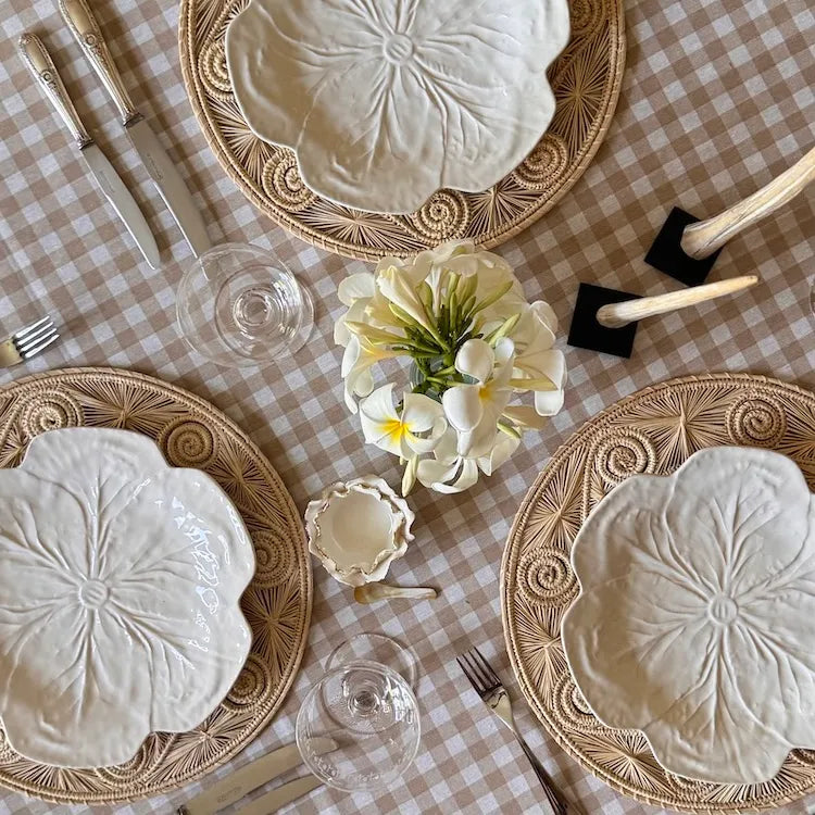 The Voyage Dubai - Gingham Tablecloth in Latte 