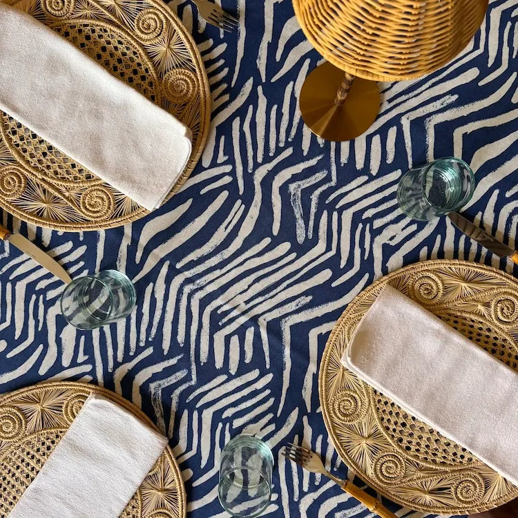 The Voyage Dubai - Madagascar Tablecloth in Denim