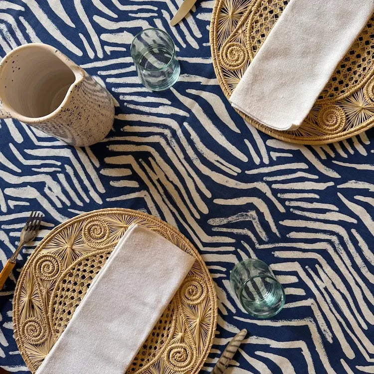 The Voyage Dubai - Madagascar Tablecloth in Denim