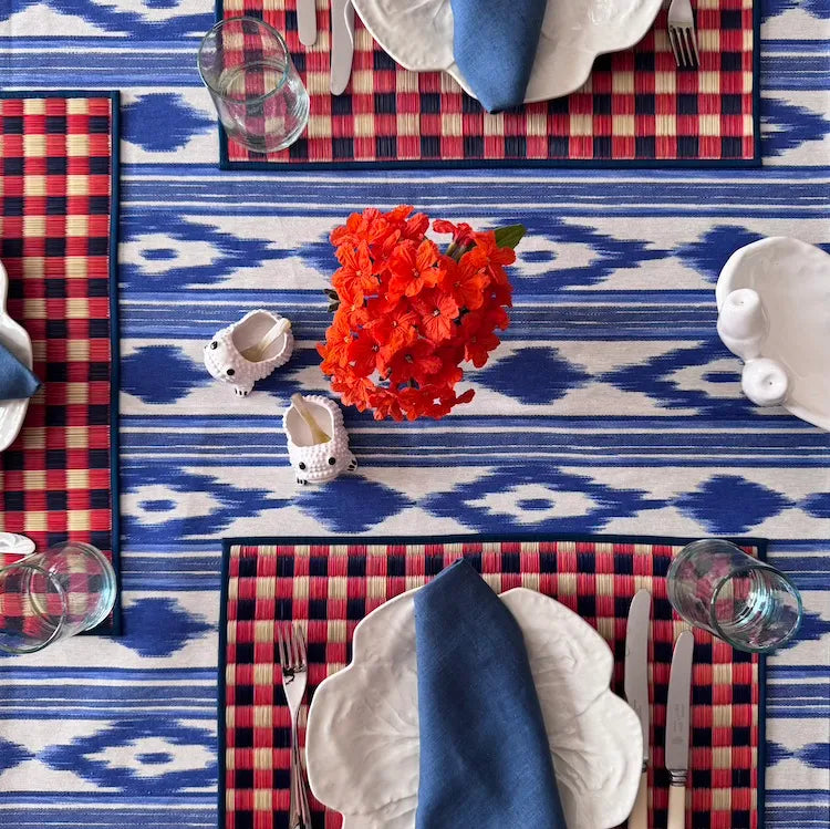 The Voyage Dubai - Mallorcan Ikat Tablecloth in Azure 