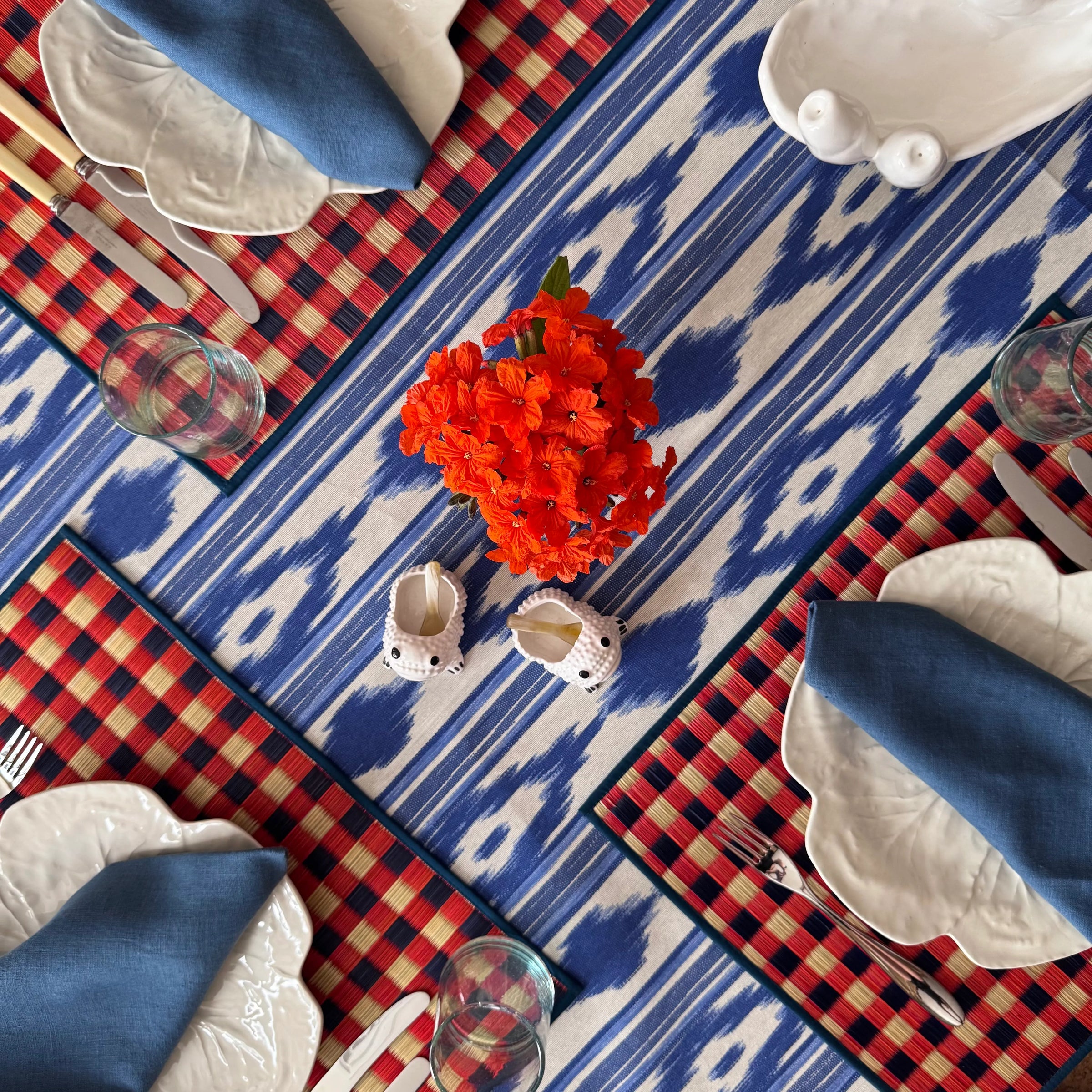 The Voyage Dubai - Mallorcan Ikat Tablecloth in Azure 