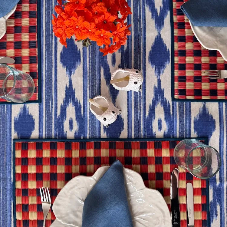 The Voyage Dubai - Mallorcan Ikat Tablecloth in Azure 