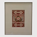 The Voyage Dubai - Vintage 1920s Ottoman Cigarette Rolling Paper.  Framed with neutral mat and classic black and gold frame. Presented behind museum-grade glass to protect the artwork and eliminate reflections. 