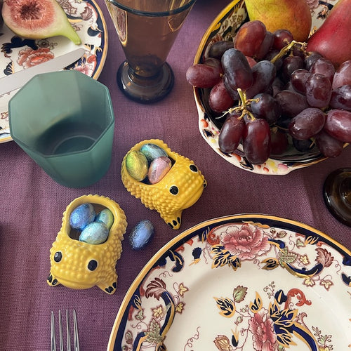 The Voyage Dubai - The iconic and covetable Jean Roger Frogs in mini size! Perfect on the table as salt & pepper cellars and equally fabulous as jewellery holders and decorative objects - Yellow