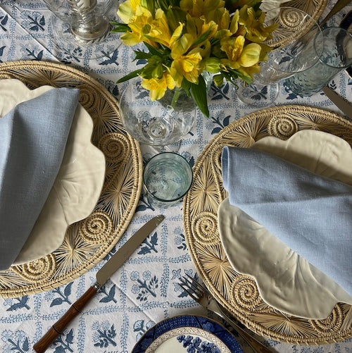 The Voyage Dubai - Linen Dinner Napkins Duck Egg Blue Our classic dinner napkins available in seven gorgeous colours to complement a multitude of table settings. Our napkins are made with 100% European linen making them luxurious and long-lasting. 50x50cm