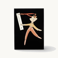 Mouse Dancer in Ochre/Red Hand Painted Wooden Ornament by Alice Mary Lynch
