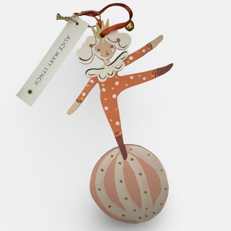 The Voyage Dubai - Little Loretta in Red Hand Painted Wooden Ornament by Alice Mary Lynch