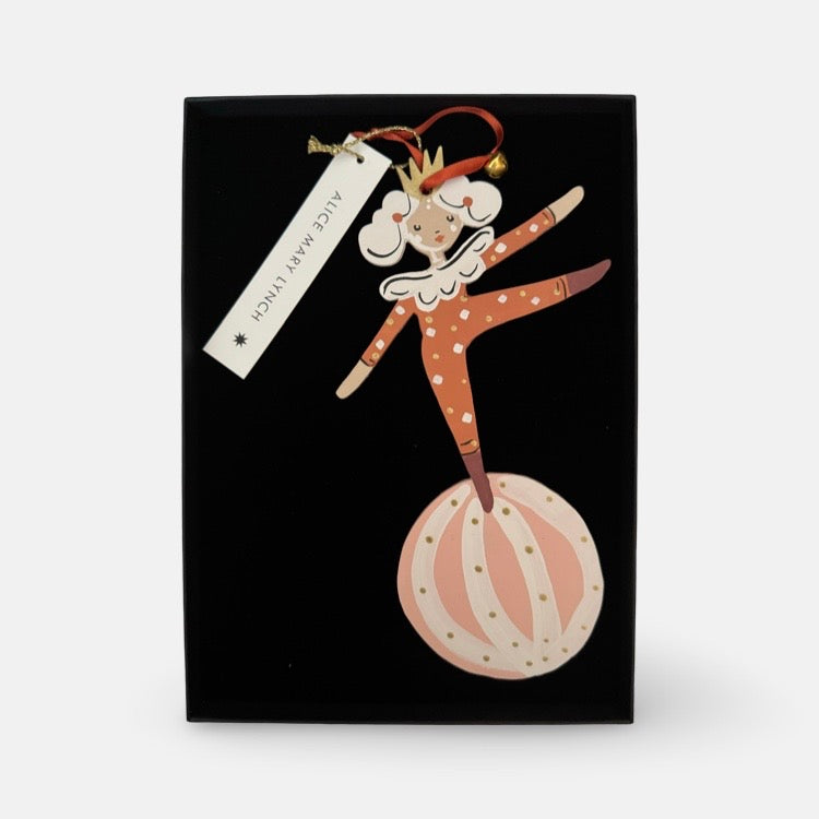 The Voyage Dubai - Little Loretta in Red Hand Painted Wooden Ornament by Alice Mary Lynch