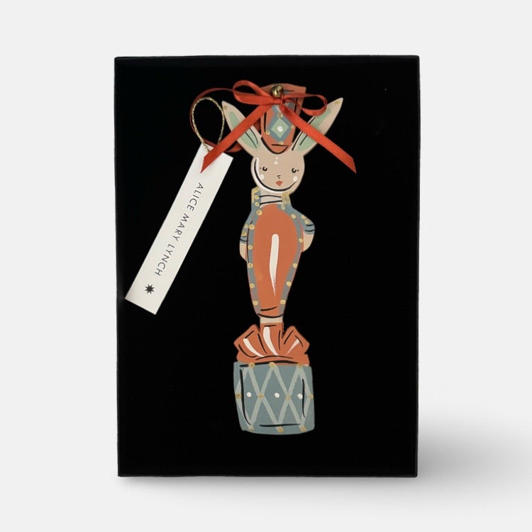 The Voyage Dubai - Huckleberry Hare Hand Painted Wooden Ornament by Alice Mary Lynch