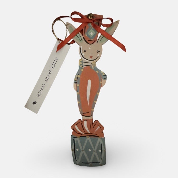 The Voyage Dubai - Huckleberry Hare Hand Painted Wooden Ornament by Alice Mary Lynch