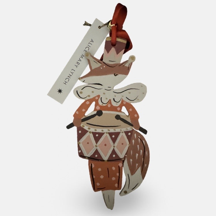 The Voyage Dubai - Marmaduke Fox in Red Hand Painted Wooden Ornament by Alice Mary Lynch