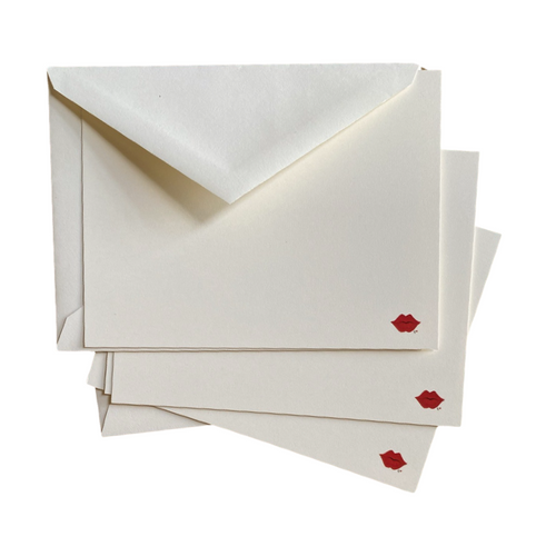 The Voyage Dubai - Kris Jezak Flat Note Cards - Red Lips Flat Note Cards. Sold in packs of eight without envelopes.