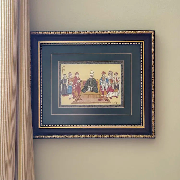 The Voyage Dubai - Framed Original Ottoman Soldiers Miniature Painting