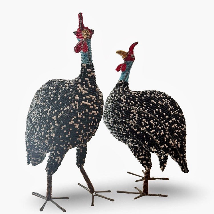 The Voyage Dubai - Hand-Beaded Guineafowl

Hand-beaded sculptures designed in Cape Town by Marguerite Mavros Macdonald and crafted by Zimbabwean artisans supported through Bros on the Road, a not-for-profit organisation founded in 2020.