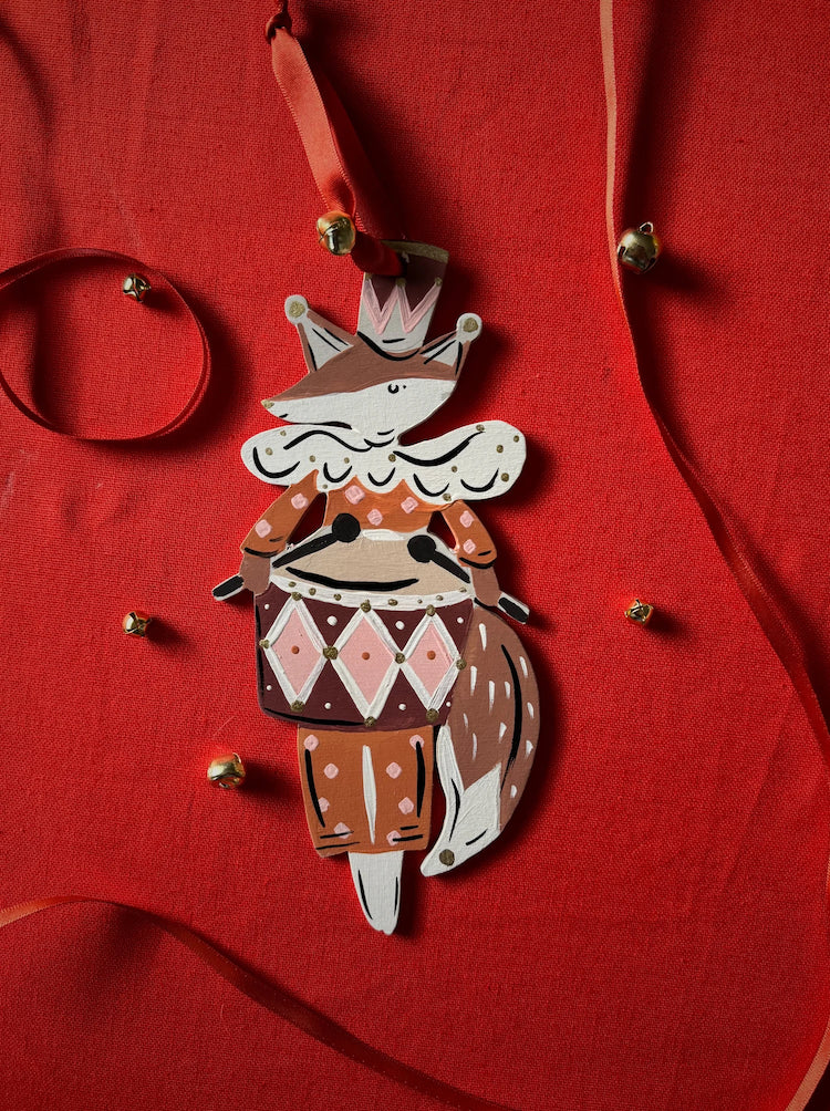 The Voyage Dubai - Marmaduke Fox in Red Hand Painted Wooden Ornament by Alice Mary Lynch