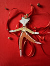 The Voyage Dubai - Mouse Dancer in Ochre/Red Hand Painted Wooden Ornament by Alice Mary Lynch