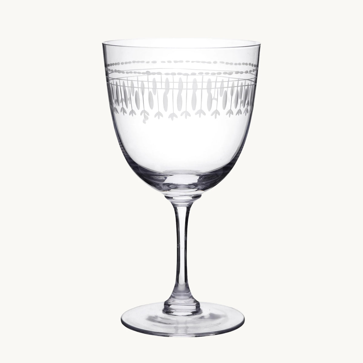 Crystal Wine Glasses with a hand engraved Ovals detail, crafted from fine, lead-free crystal and finished by hand by The Vintage List